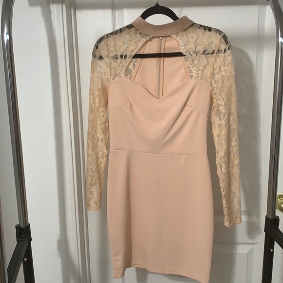 Blush Lace Mini Dress - Picture 1 of 6